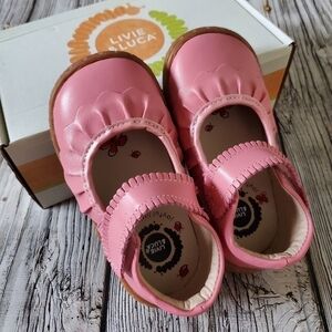 Livie and Luca Guava Shimmer Ruche Mary Jane Shoes New Without Box